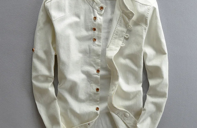 New Fashion Spring Autumn Men Long Sleeve Shirt Clothes for Men Mandarin Collar