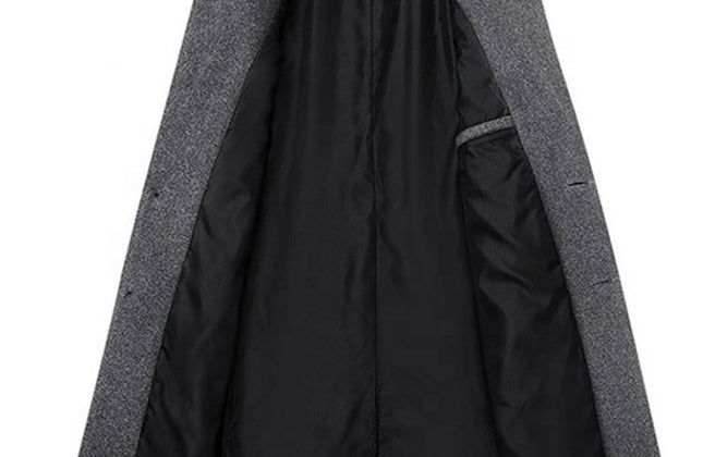Factory Wholesale 2024 Men Wool Trench Coat Slim Overcoat Warm Winter Long Men's