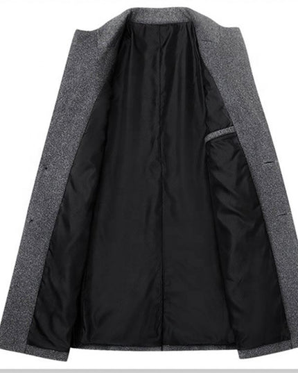 Factory Wholesale 2024 Men Wool Trench Coat Slim Overcoat Warm Winter Long Men's