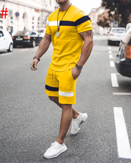 Casual Men Clothing Two Piece Set Shorts Summer T Shirt and Short Set Men