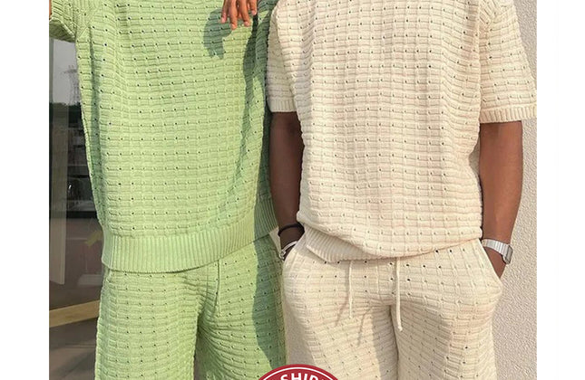 Men Sweat Suit Set Summer Clothing Men 2 Piece Short Sleeve T Shirt and Shorts