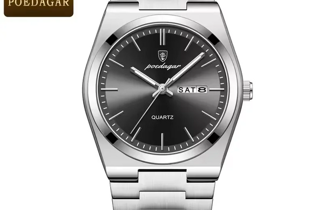 Men's 40mm Quartz Watch with Luminous Hands & Calendar