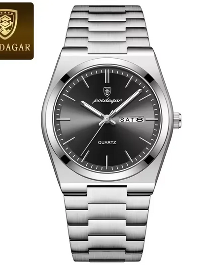 Men's 40mm Quartz Watch with Luminous Hands & Calendar
