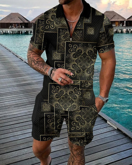 Casual Men Clothing Two Piece Set Shorts Summer T Shirt and Short Set Men
