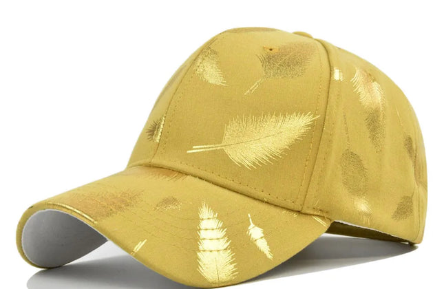FS Luxury Black Golden Feather Baseball Cap for Men Cotton Women Brand Designer