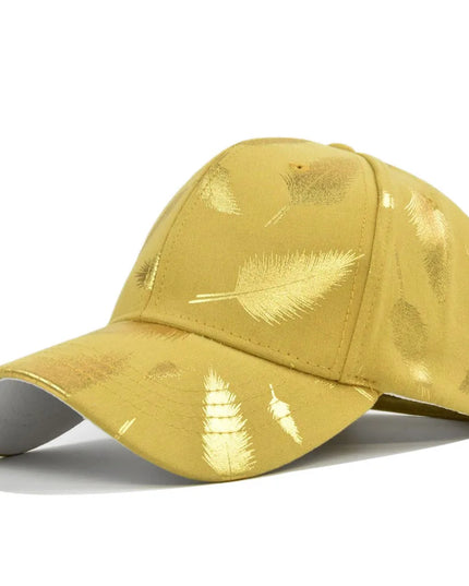 FS Luxury Black Golden Feather Baseball Cap for Men Cotton Women Brand Designer