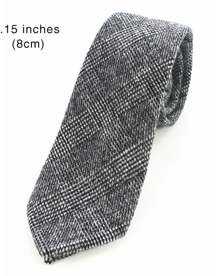 KAMBERFT Solid Color Cashmere Wool Necktie and Pocket Square Tie Clip Sets