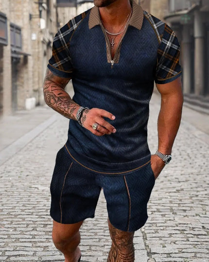 Casual Men Clothing Two Piece Set Shorts Summer T Shirt and Short Set Men