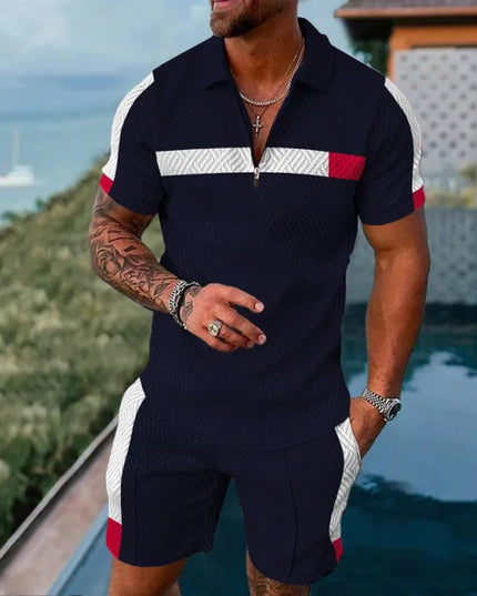 Casual Men Clothing Two Piece Set Shorts Summer T Shirt and Short