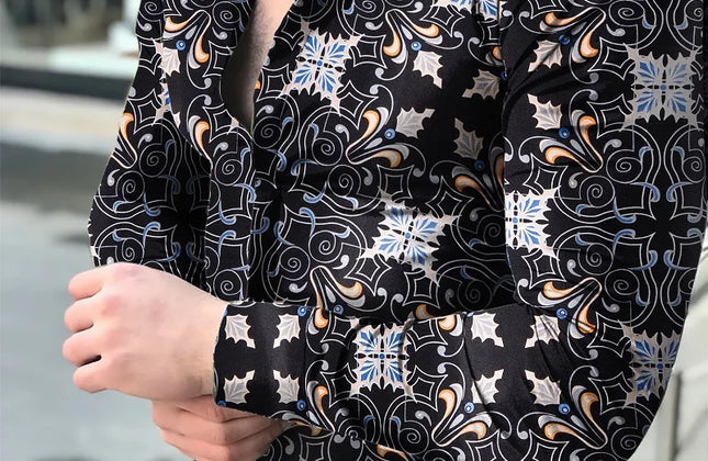 Men Hawaiian Long Sleeve Shirt - Constantin & Crys