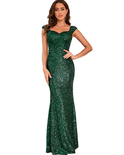 Long Maxi Dress Sequin Glitter Prom Dresses Mermaid Women Girls Party Wear
