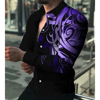 Men’s Slim Fit Printed Long-Sleeve Casual Shirt