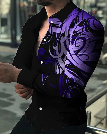 Men’s Slim Fit Printed Long-Sleeve Casual Shirt