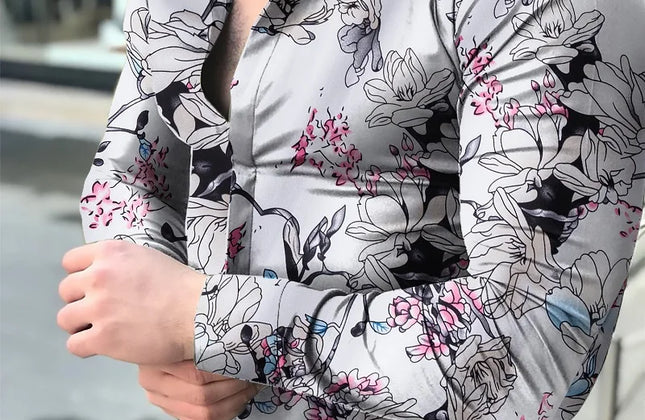 Men Hawaiian Long Sleeve Shirt - Constantin & Crys