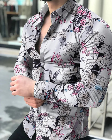Men Hawaiian Long Sleeve Shirt - Constantin & Crys