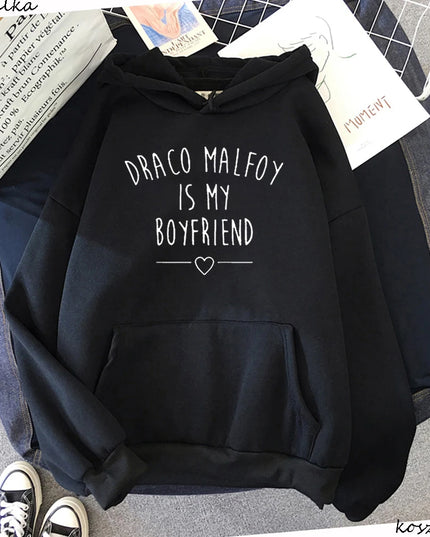 Draco Malfoy Is My Boyfriend Letter Print Hoodie Women Green Casual Sudaderas