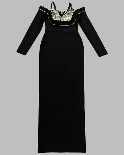 High Quality Beading Women Celebrity Long Maxi Party Night