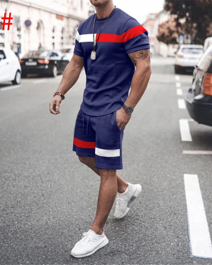 Casual Men Clothing Two Piece Set Shorts Summer T Shirt and Short Set Men