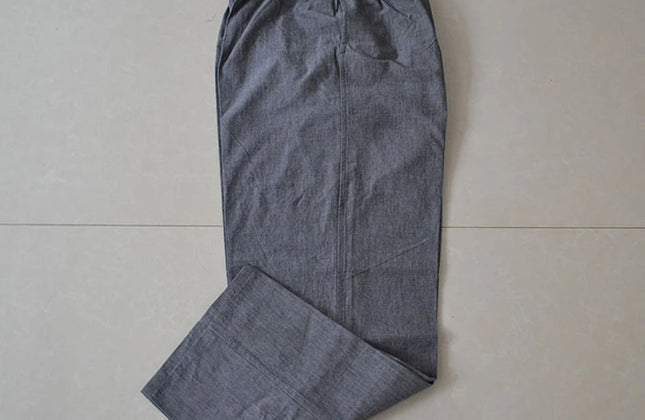 Men Pants Cotton Chinese Traditional Men's Kung Fu Pants Wu Shu Tai Chi Elast