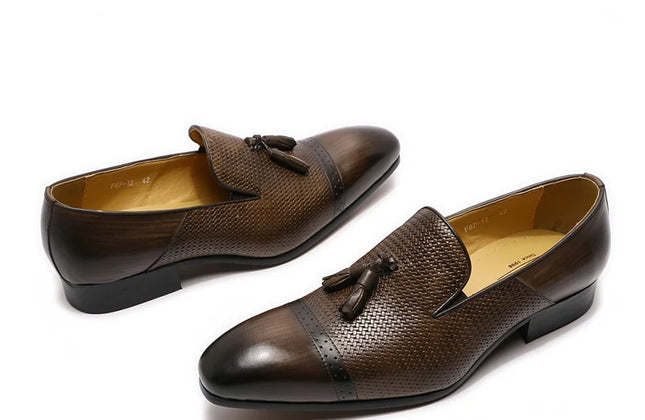 Handmade Tassels Genuine Leather Loafers Shoes Crocodile Casual Shoes for