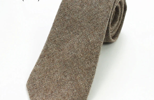 KAMBERFT Solid Color Cashmere Wool Necktie and Pocket Square Tie Clip Sets