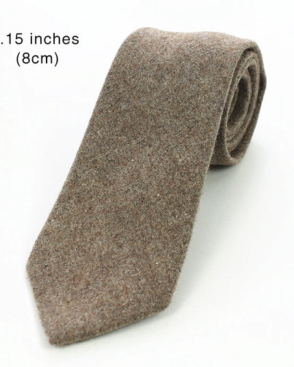 KAMBERFT Solid Color Cashmere Wool Necktie and Pocket Square Tie Clip Sets