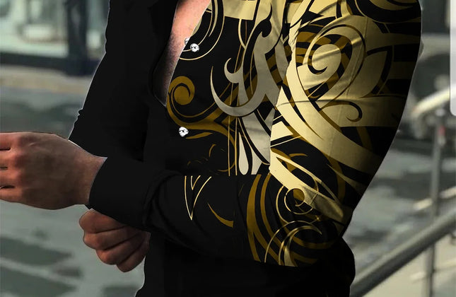Men’s Slim Fit Printed Long-Sleeve Casual Shirt