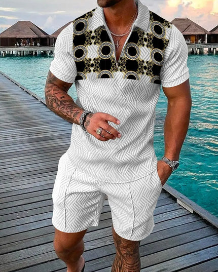 Casual Men Clothing Two Piece Set Shorts Summer T Shirt and Short Set Men
