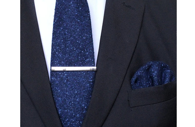 KAMBERFT Solid Color Cashmere Wool Necktie and Pocket Square Tie Clip Sets