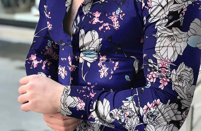 Men Hawaiian Long Sleeve Shirt - Constantin & Crys