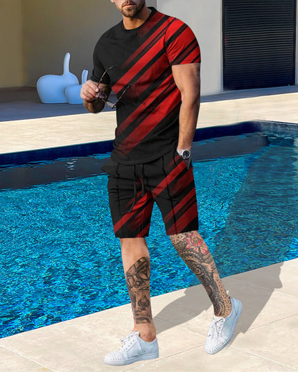 Casual Men Clothing Two Piece Set Shorts Summer T Shirt and Short Set Men