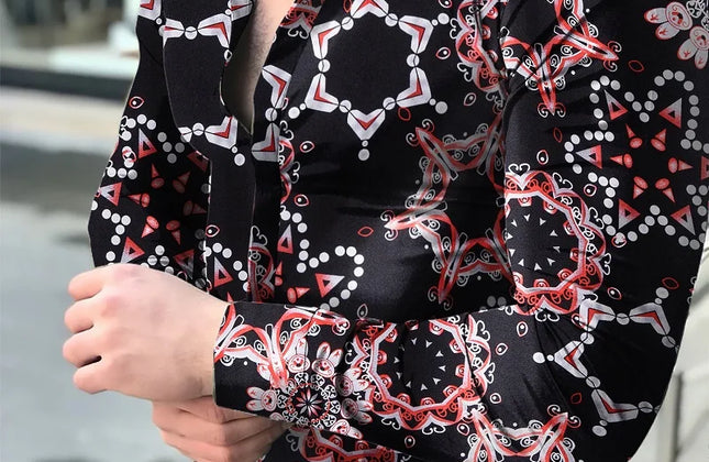 Men Hawaiian Long Sleeve Shirt - Constantin & Crys