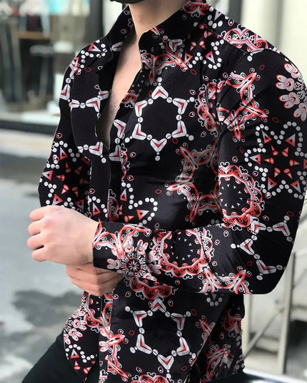 Men Hawaiian Long Sleeve Shirt - Constantin & Crys