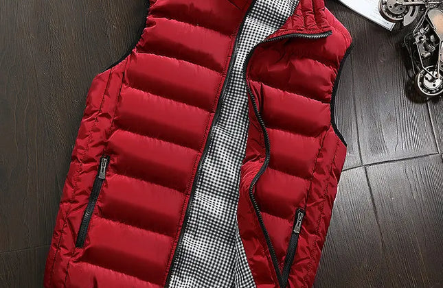 Men's Knitted Zip-Up Vest with Mandarin Collar