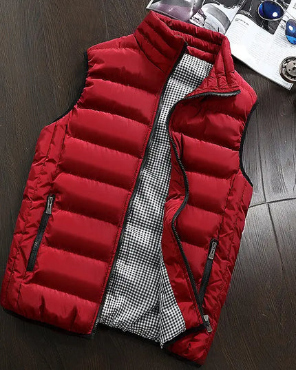 Men's Knitted Zip-Up Vest with Mandarin Collar