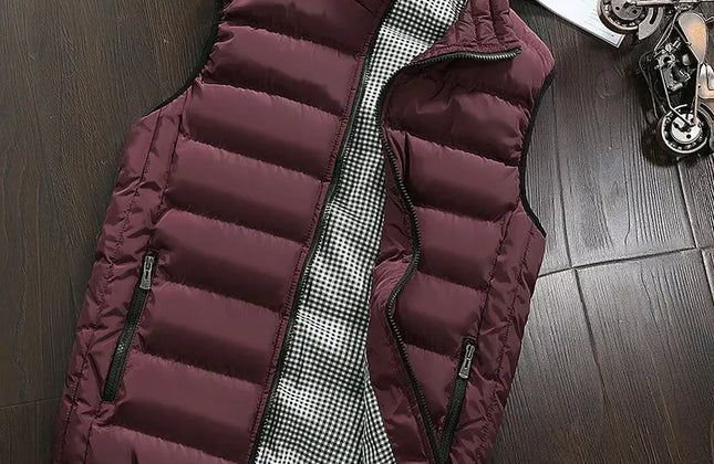 Men's Knitted Zip-Up Vest with Mandarin Collar