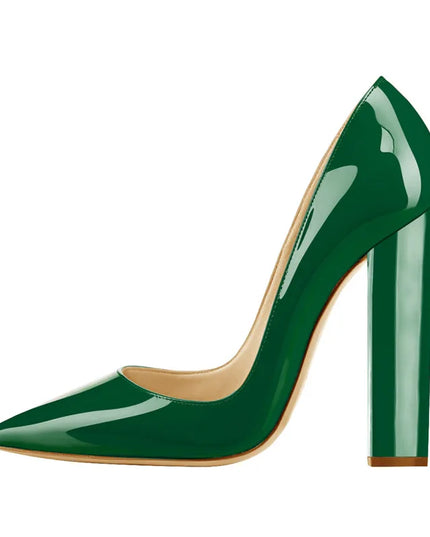 Pointed Toe Block Heel Pumps