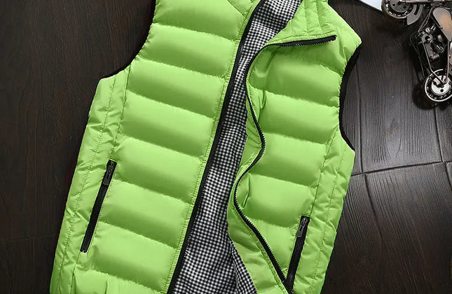 Men's Knitted Zip-Up Vest with Mandarin Collar