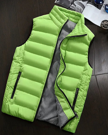 Men's Knitted Zip-Up Vest with Mandarin Collar