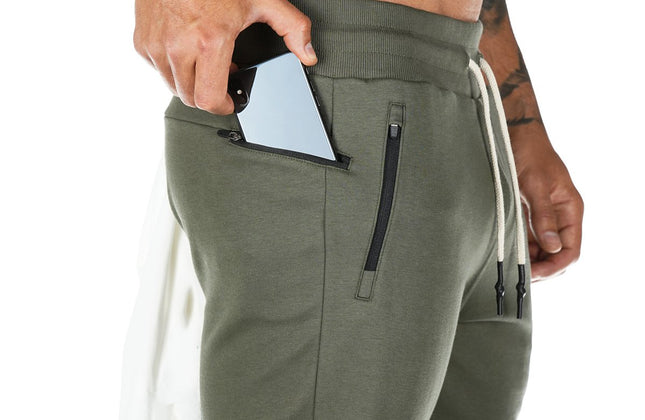 Plus Size Jogger Pants Workout Gym Sweat Trouser Side Zipper Pockets Slim