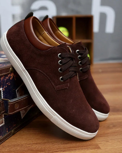 Men's Breathable Suede Lace-Up Flats — Available in Large Sizes