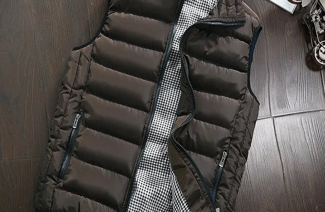 Men's Knitted Zip-Up Vest with Mandarin Collar