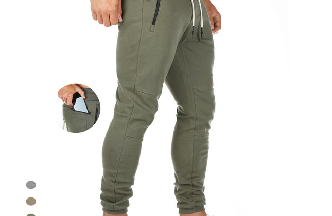 Plus Size Jogger Pants Workout Gym Sweat Trouser Side Zipper Pockets Slim