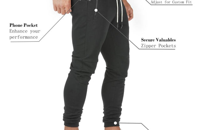 Plus Size Jogger Pants Workout Gym Sweat Trouser Side Zipper Pockets Slim