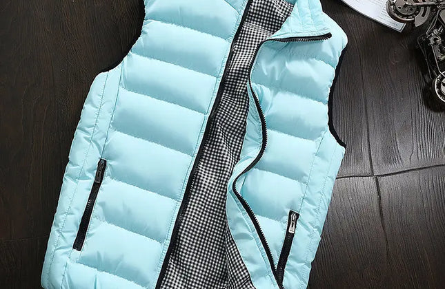 Men's Knitted Zip-Up Vest with Mandarin Collar