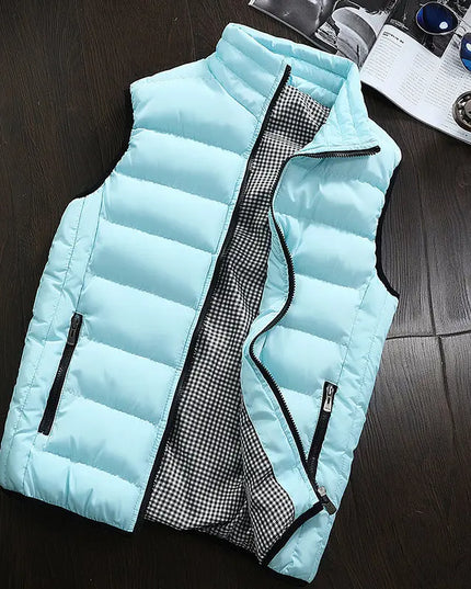 Men's Knitted Zip-Up Vest with Mandarin Collar