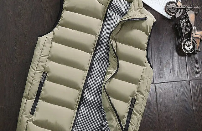 Men's Knitted Zip-Up Vest with Mandarin Collar