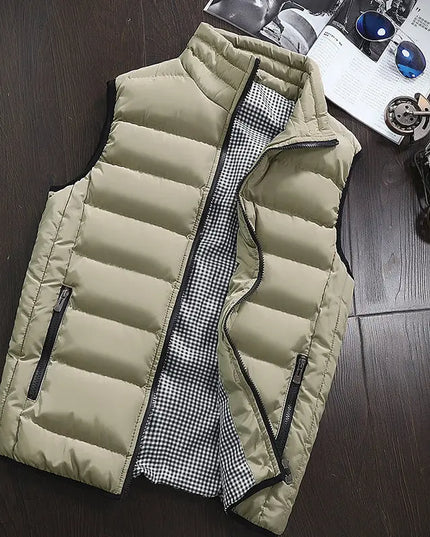 Men's Knitted Zip-Up Vest with Mandarin Collar