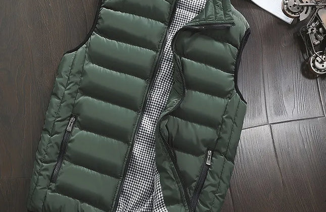 Men's Knitted Zip-Up Vest with Mandarin Collar