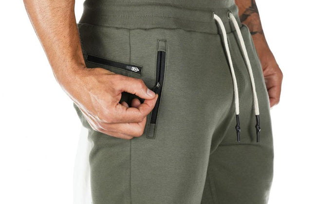 Plus Size Jogger Pants Workout Gym Sweat Trouser Side Zipper Pockets Slim